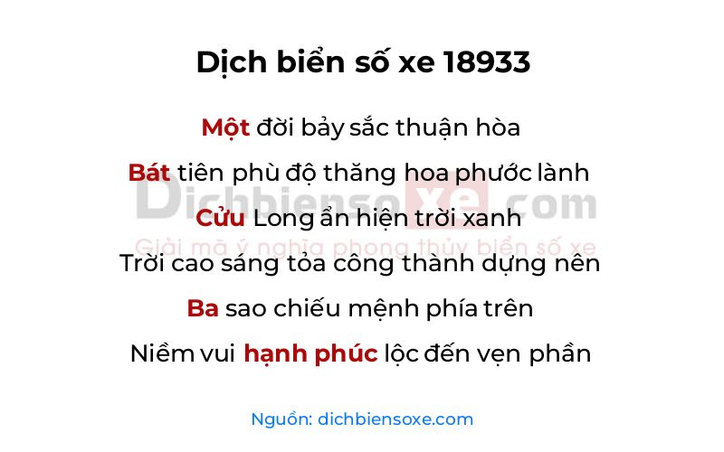 Dịch thơ biển số 18933