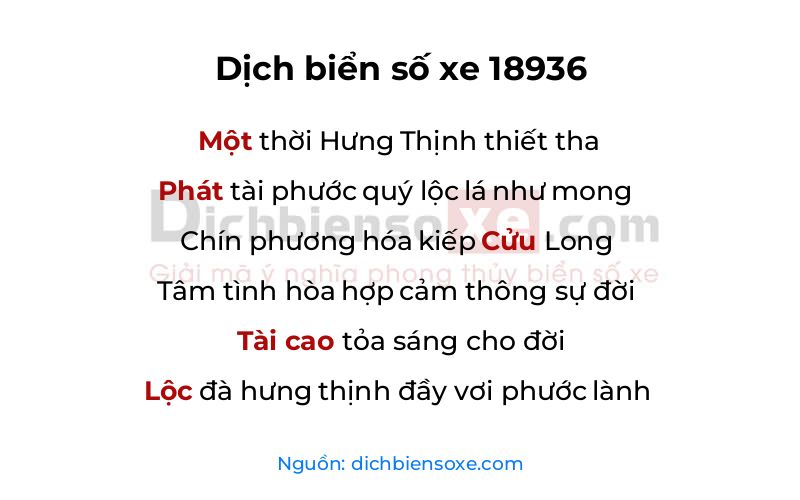 Dịch thơ biển số 18936