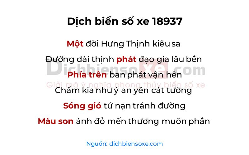 Dịch thơ biển số 18937