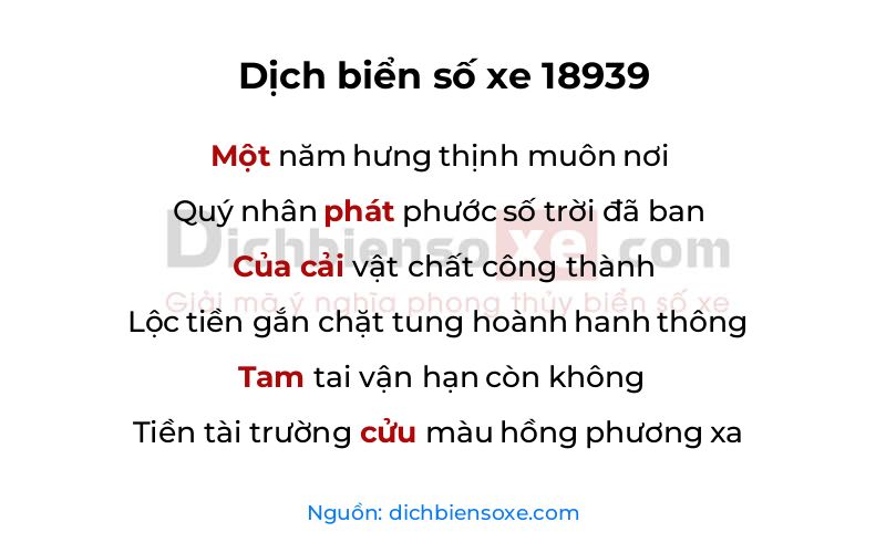 Dịch thơ biển số 18939