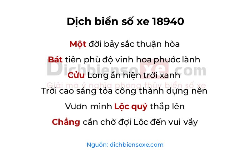 Dịch thơ biển số 18940