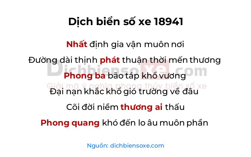 Dịch thơ biển số 18941