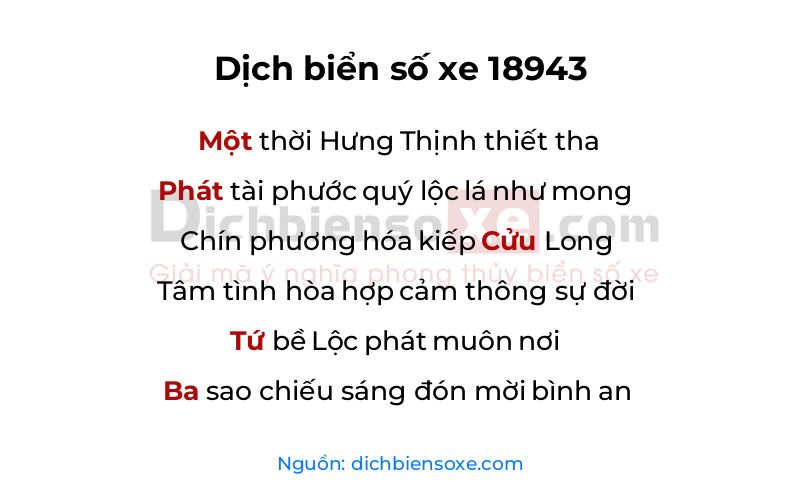Dịch thơ biển số 18943
