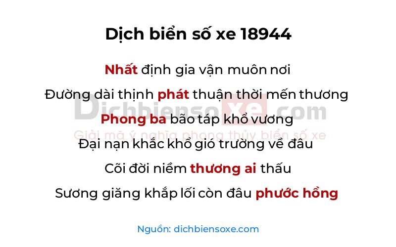 Dịch thơ biển số 18944