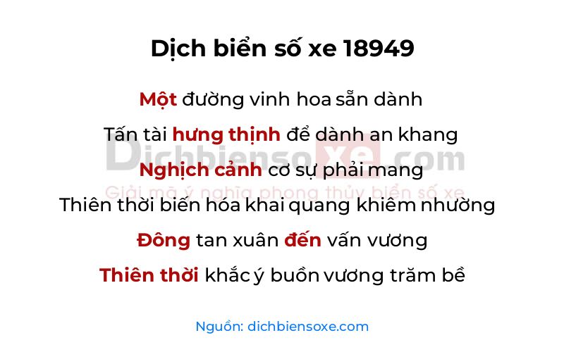 Dịch thơ biển số 18949