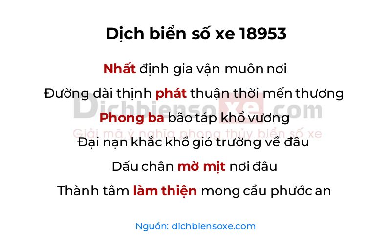 Dịch thơ biển số 18953
