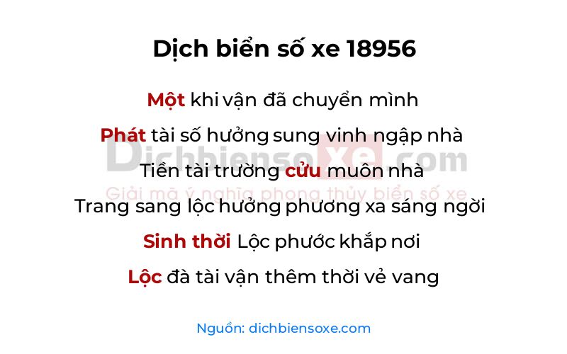 Dịch thơ biển số 18956
