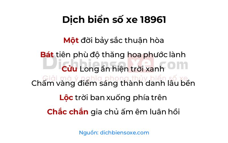 Dịch thơ biển số 18961