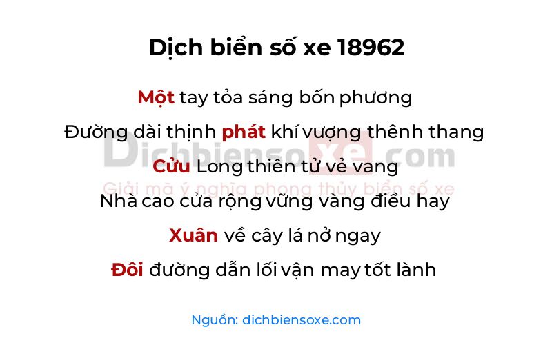 Dịch thơ biển số 18962