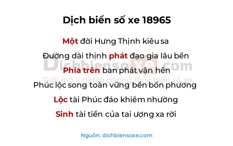Dịch thơ biển số 18965