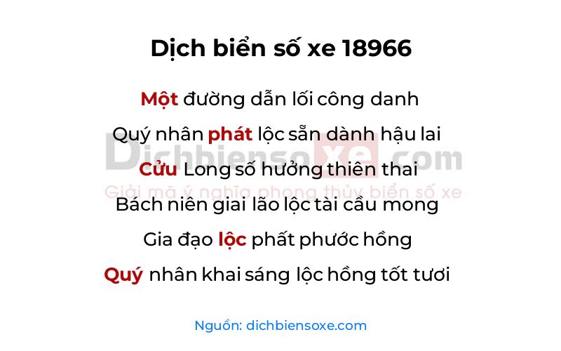 Dịch thơ biển số 18966