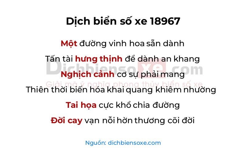 Dịch thơ biển số 18967