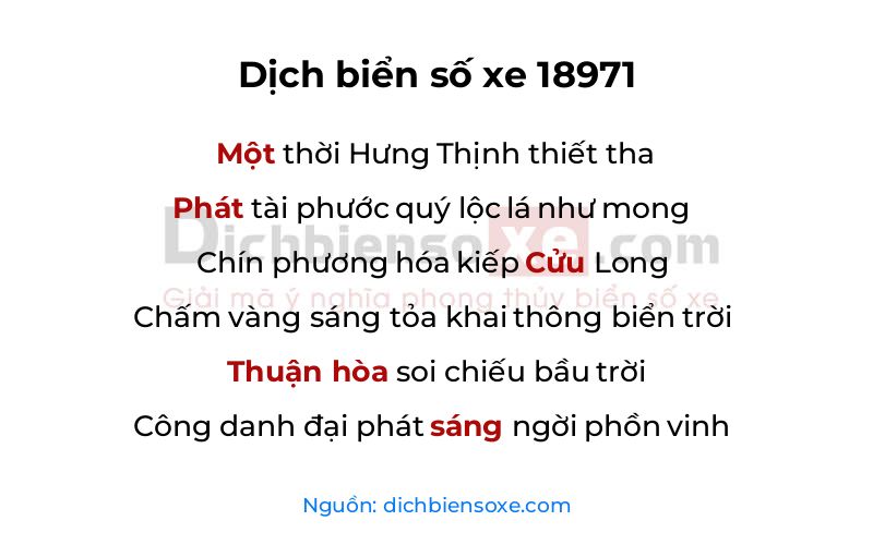 Dịch thơ biển số 18971