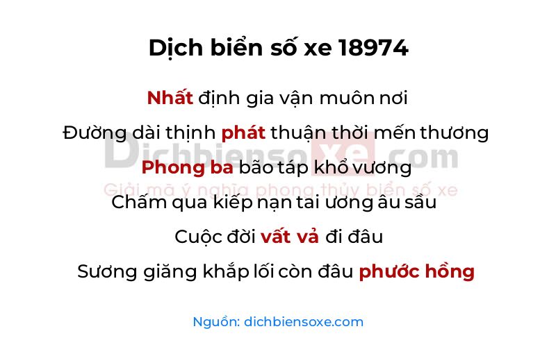 Dịch thơ biển số 18974