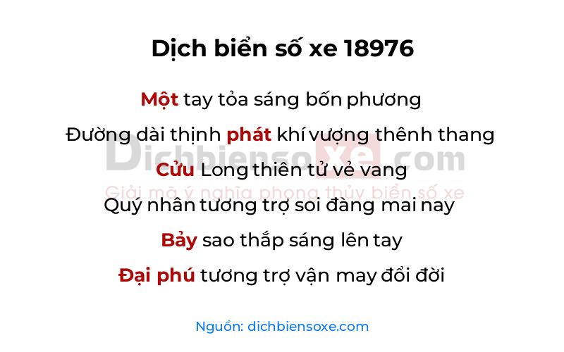 Dịch thơ biển số 18976