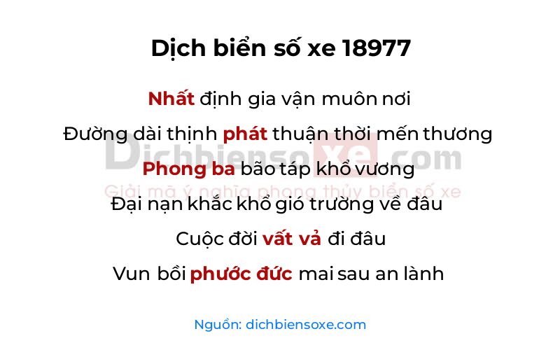 Dịch thơ biển số 18977