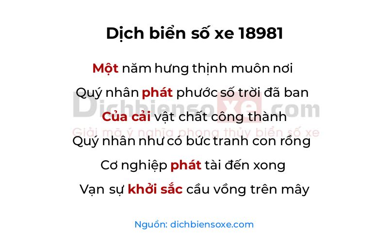 Dịch thơ biển số 18981