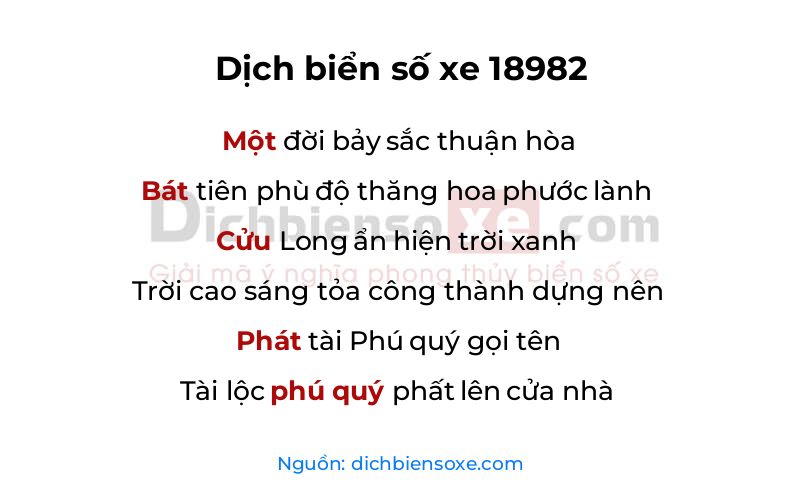 Dịch thơ biển số 18982