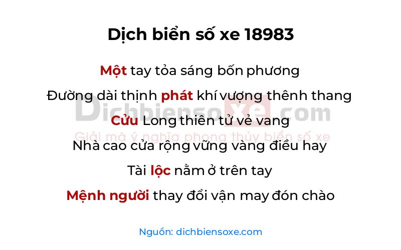 Dịch thơ biển số 18983