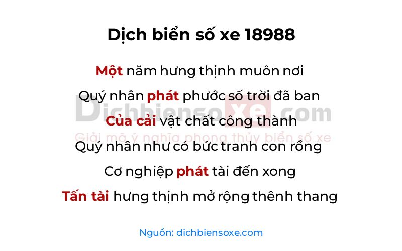 Dịch thơ biển số 18988