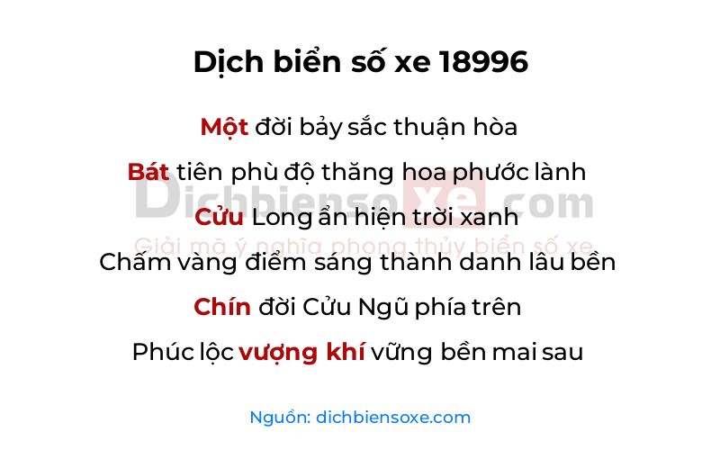 Dịch thơ biển số 18996
