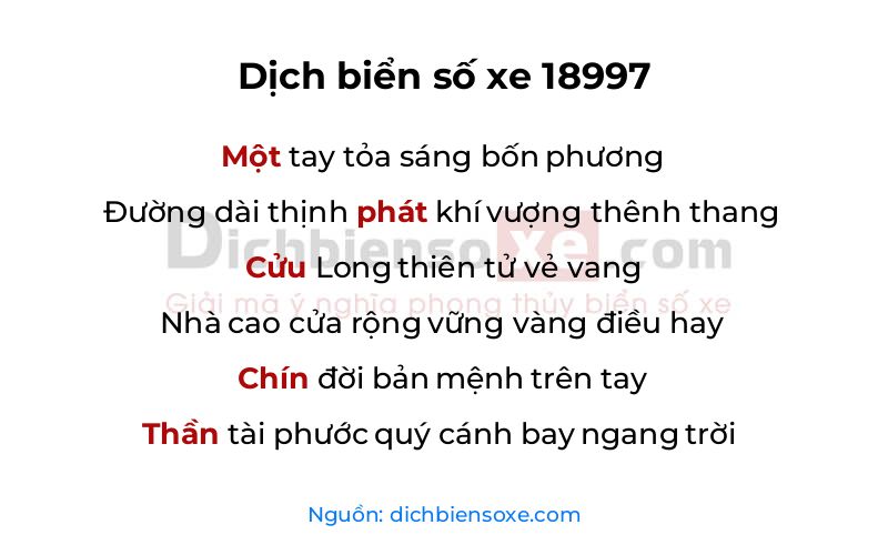 Dịch thơ biển số 18997
