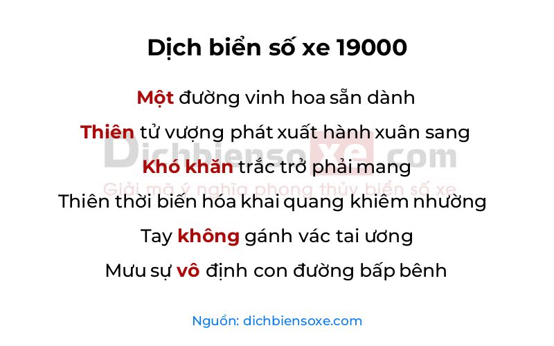 Dịch thơ biển số 19000