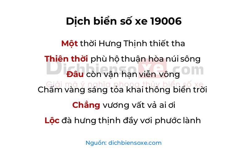 Dịch thơ biển số 19006