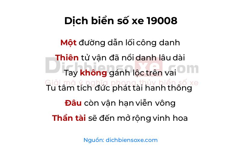 Dịch thơ biển số 19008