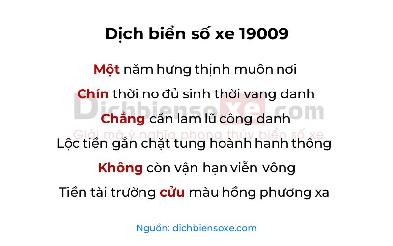 Dịch thơ biển số 19009