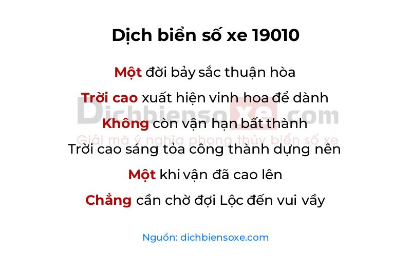 Dịch thơ biển số 19010
