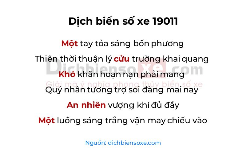 Dịch thơ biển số 19011