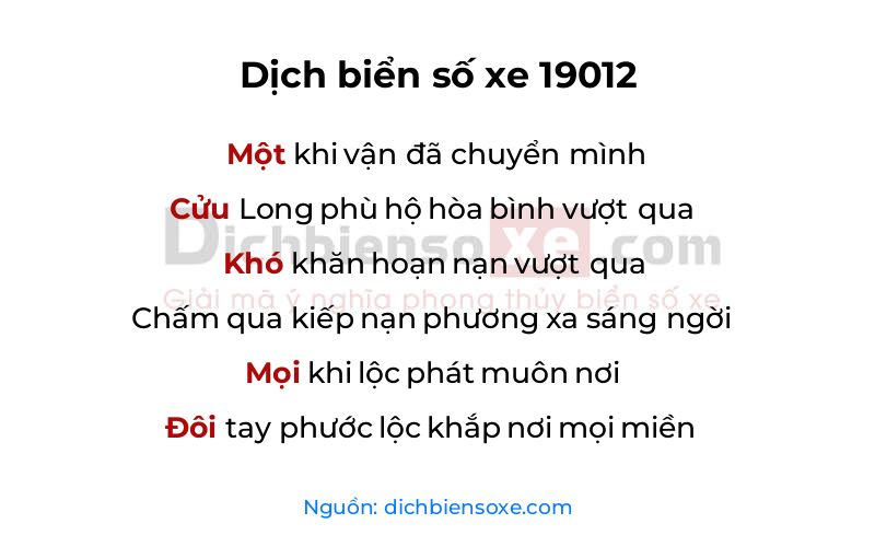 Dịch thơ biển số 19012