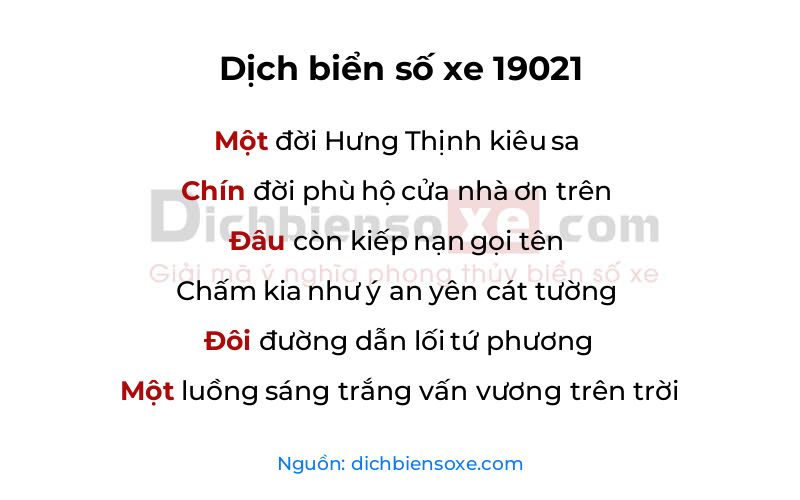 Dịch thơ biển số 19021