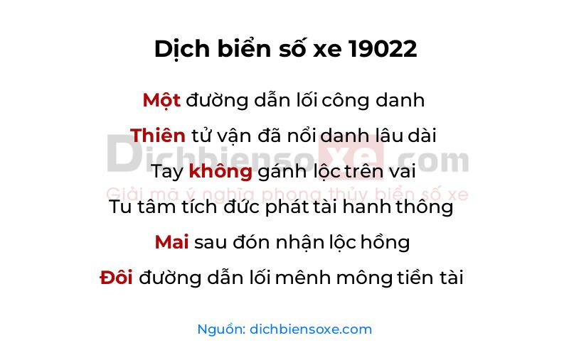 Dịch thơ biển số 19022