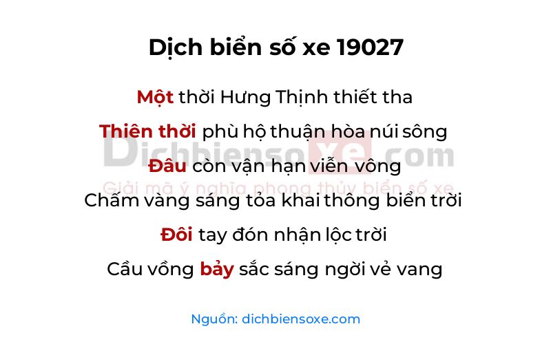 Dịch thơ biển số 19027