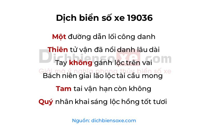 Dịch thơ biển số 19036