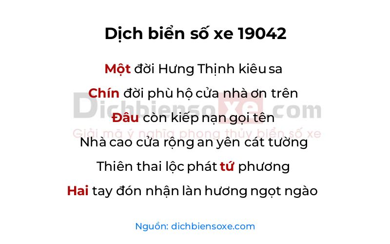 Dịch thơ biển số 19042