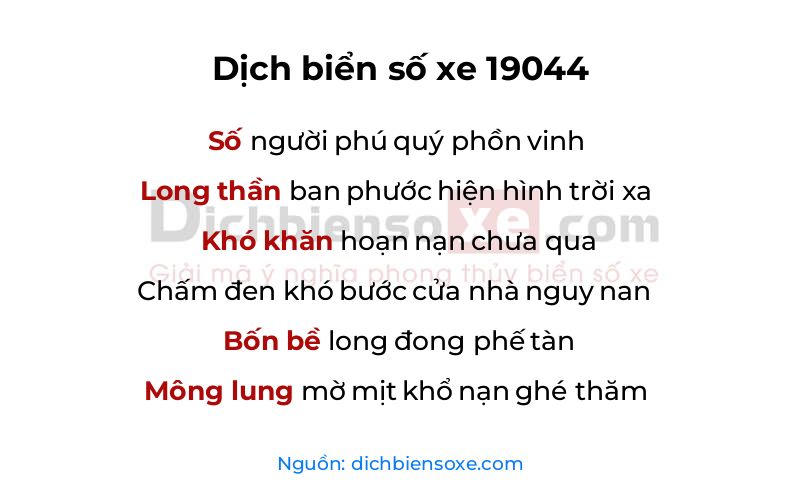 Dịch thơ biển số 19044