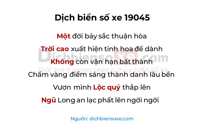 Dịch thơ biển số 19045