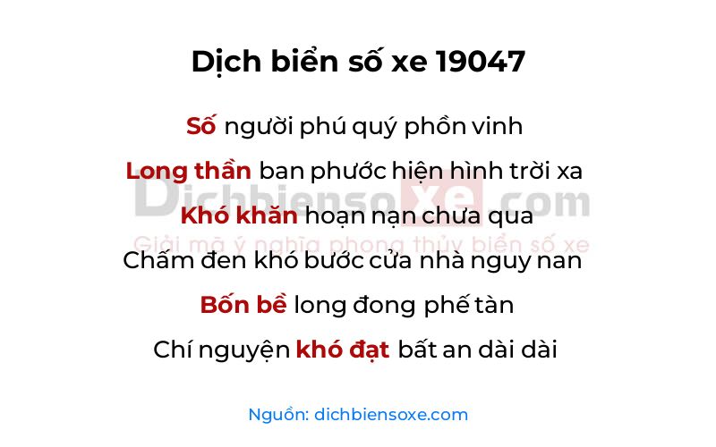 Dịch thơ biển số 19047