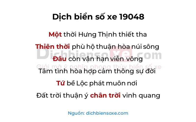 Dịch thơ biển số 19048