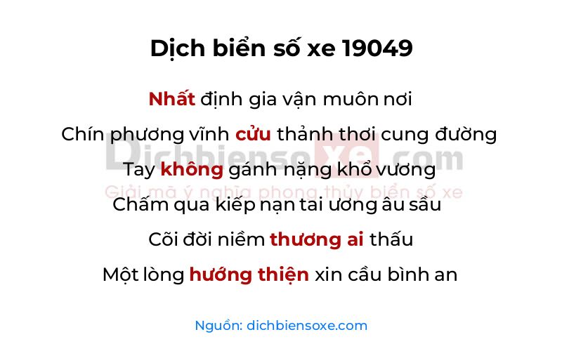 Dịch thơ biển số 19049
