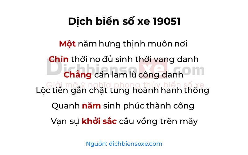 Dịch thơ biển số 19051