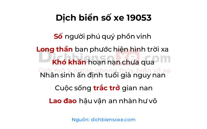 Dịch thơ biển số 19053