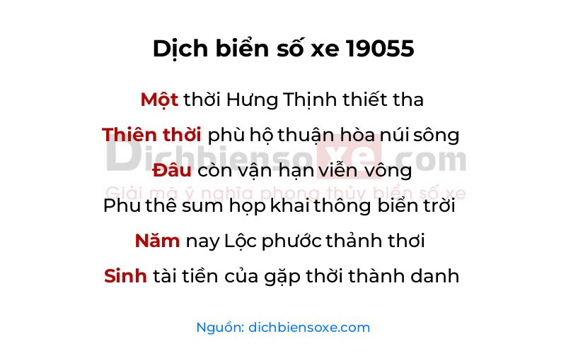 Dịch thơ biển số 19055