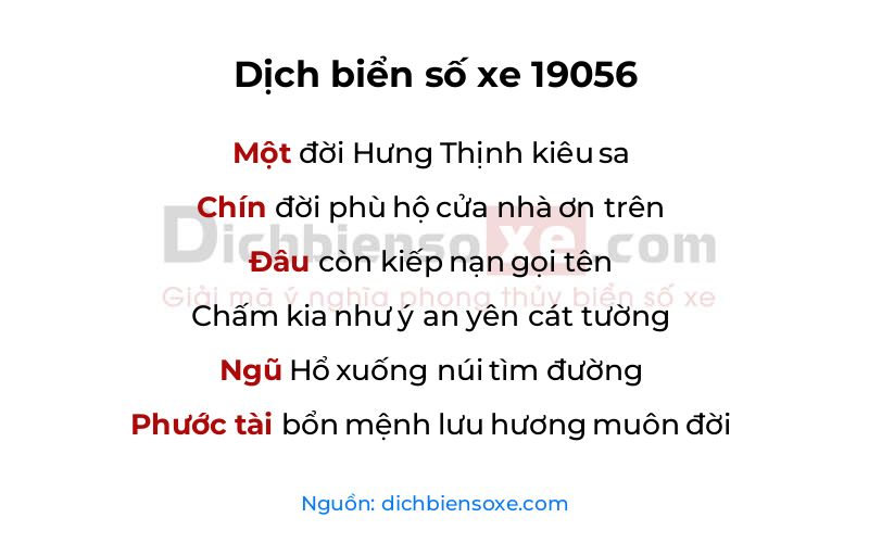 Dịch thơ biển số 19056