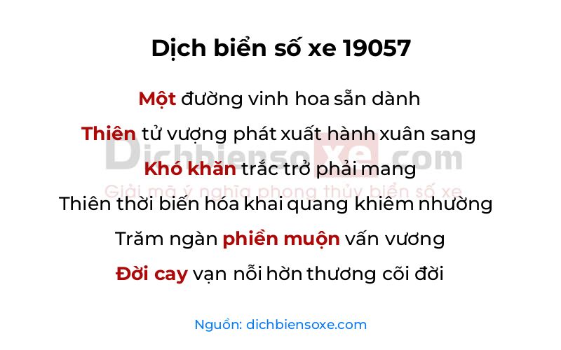 Dịch thơ biển số 19057