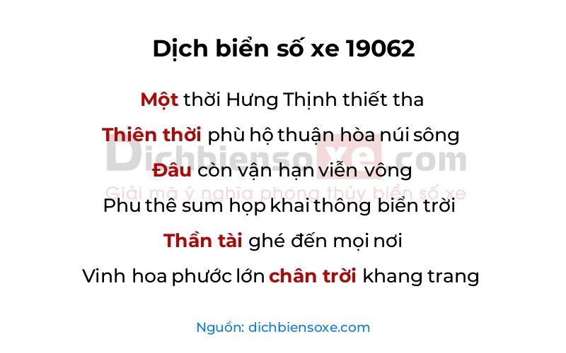Dịch thơ biển số 19062