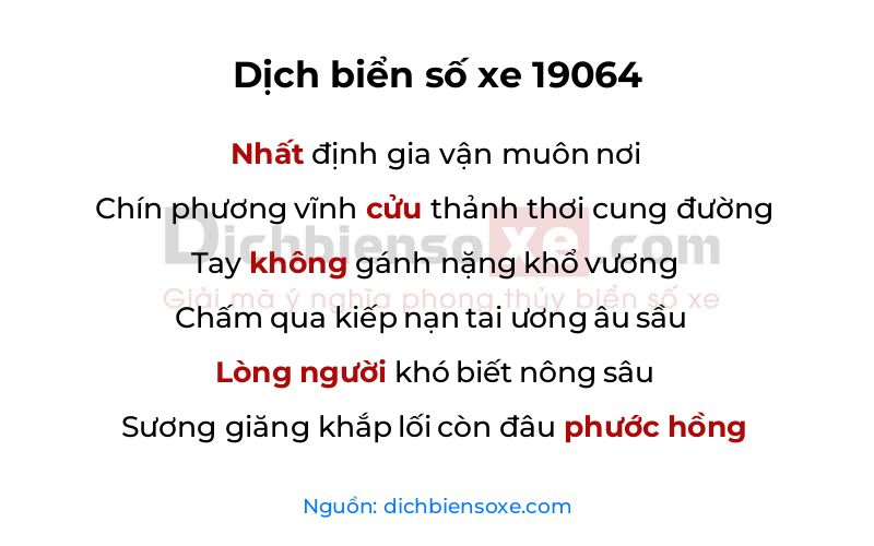 Dịch thơ biển số 19064